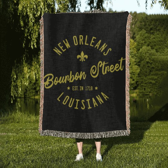 New Orleans Bourbon Street Jazz Woven Blankets