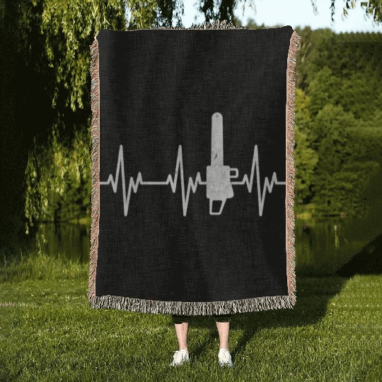 Chainsaw Heartbeat Lumberjack EKG Tree Work Woven Blankets