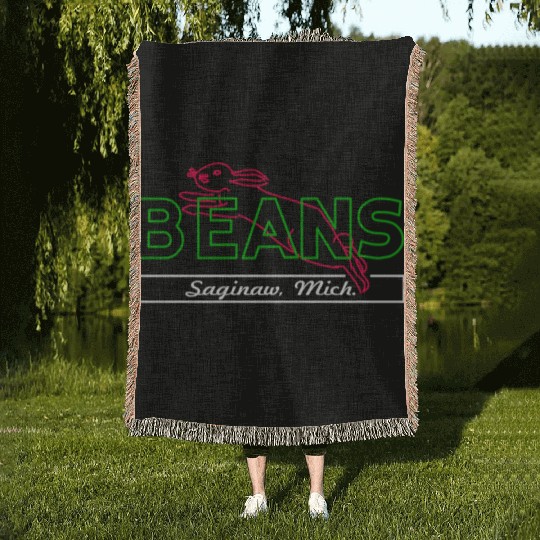 Beans Bunny Saginaw Michigan Nostalgia Woven Blankets
