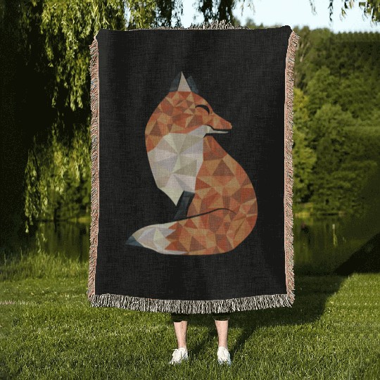 fox triangle Woven Blankets