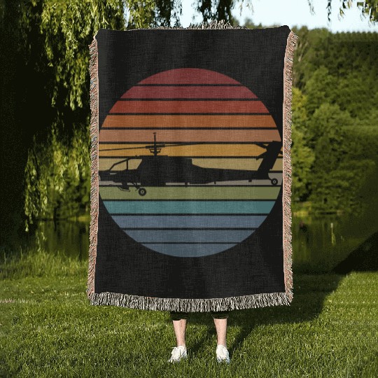 Black Hawk Helicopter Military Aviation Pilot For Woven Blankets