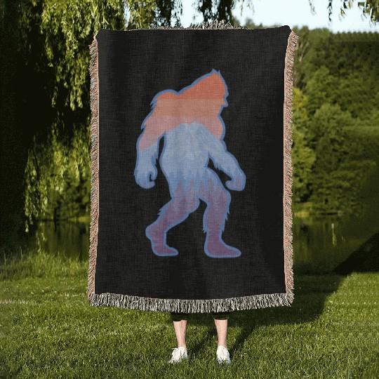 Mt Rainier Bigfoot Sasquatch Woven Blankets
