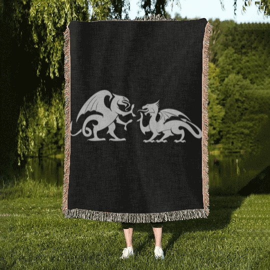 Dragons Fighting Fight Dragon Reptiles Monster Woven Blankets