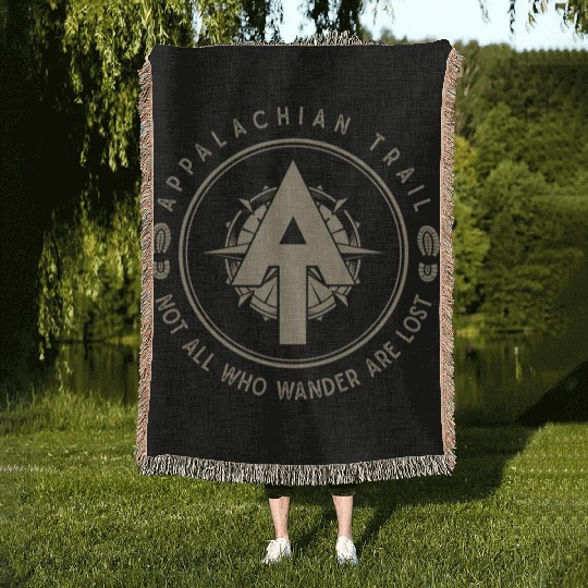 Appalachian Trail Logo Hiking Wander in the US Woven Blankets