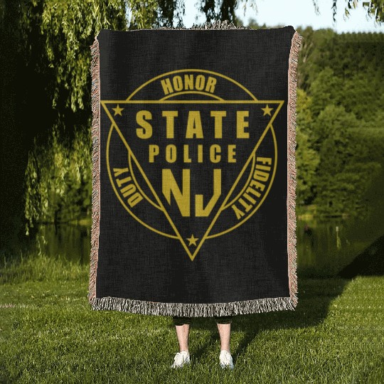 jersey state police Woven Blankets