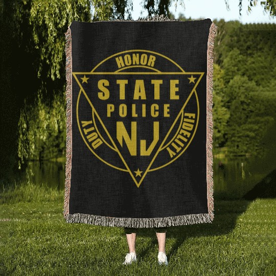 jersey state police Woven Blankets