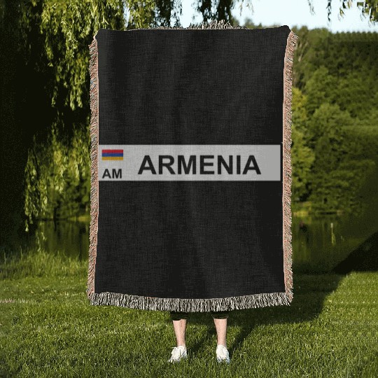 Realistic Armenia License Plate Sticker Woven Blankets