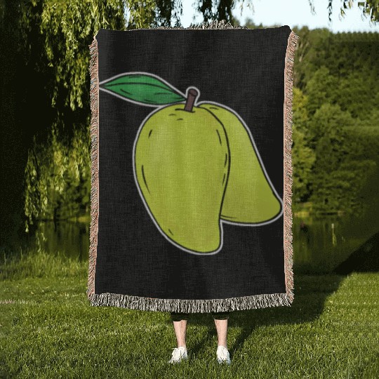 Mango hand drawn fruits summer Woven Blankets