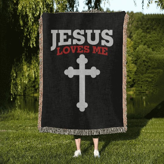 Jesus loves me, Jesus, Christian Woven Blankets