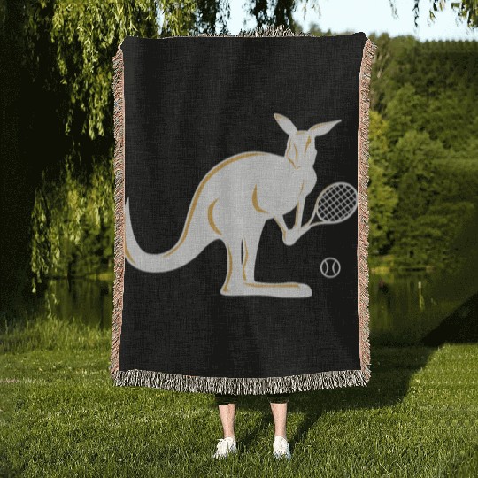 Australia Kangaroo Tennis Player Funny Gift Idea Woven Blankets