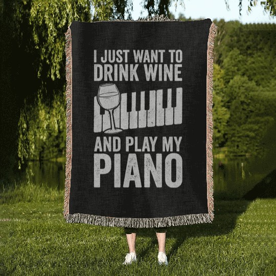 Funny Piano Queen Player Pianist And Wine Lover Woven Blankets