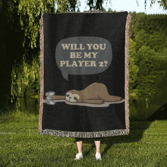 Sloth - will you be my player 2? Woven Blankets