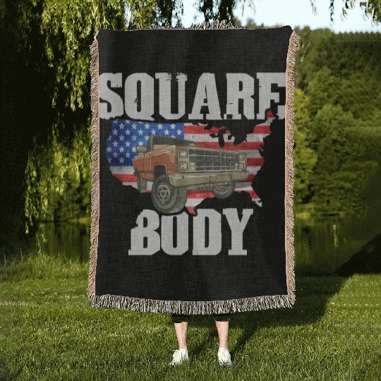Square Body - American Flag Truck Lovers Woven Blankets