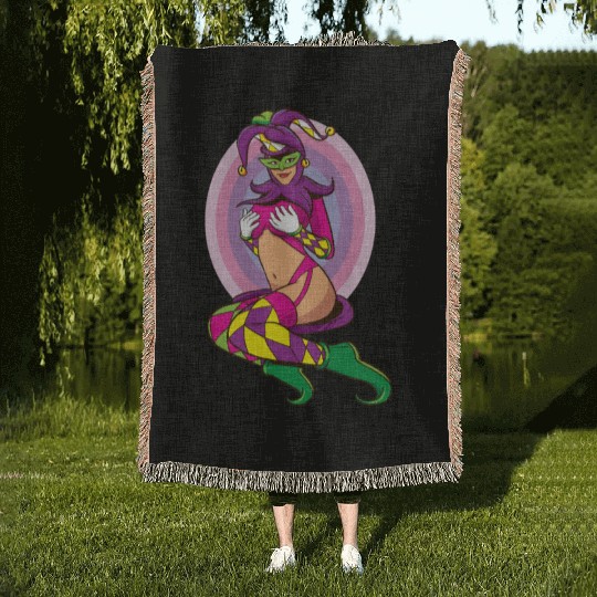 Joker Girl Woven Blankets Card Deck Halloween Costume