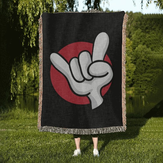 Rock On Heavy Metal Hard Rock Hand Sign Cartoon Woven Blankets