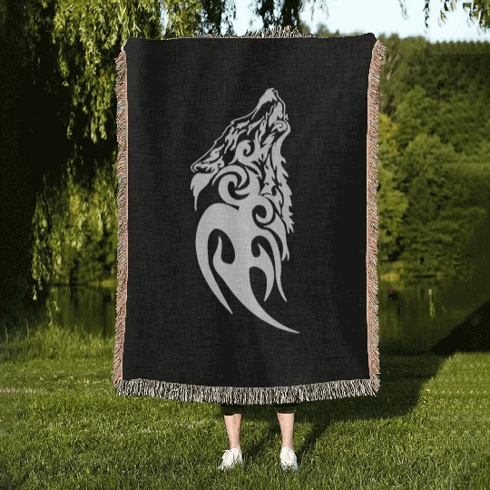 Fenrir Wolf Nordic Symbol Rune Thor Odin Norsemen Woven Blankets