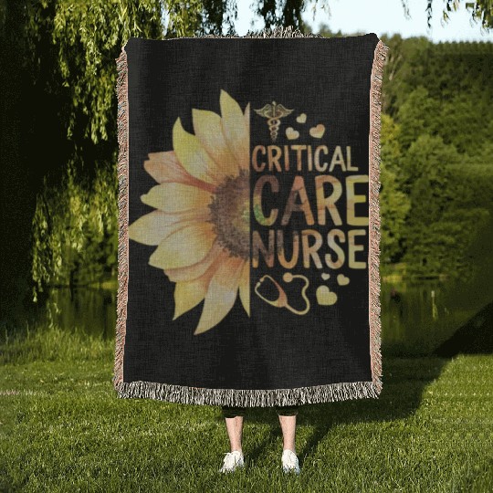 Critical Care Nurse Woven Blankets, ICU Nurse Gift,