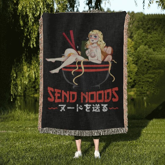 Send Noods Waifu Material Ramen Noodles Gift Woven Blankets