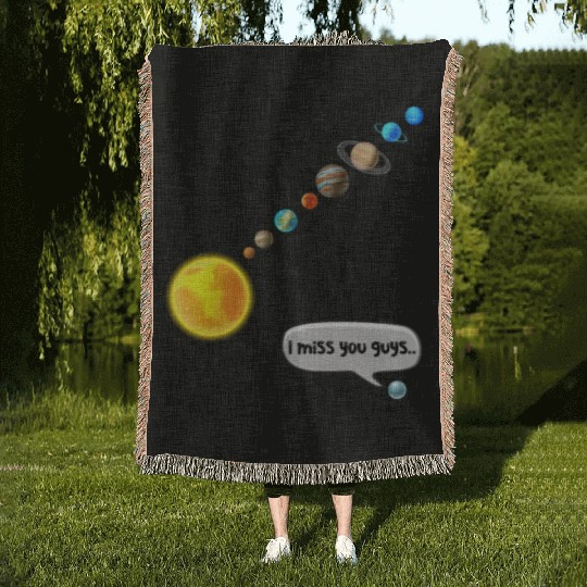 Funny Pluto and Solar System Space Science Gift Woven Blankets