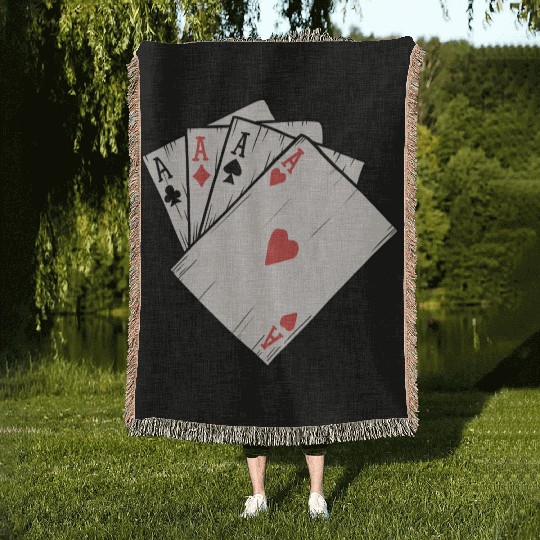 Traditional Tattoo Four Aces Playing Card Game Woven Blankets
