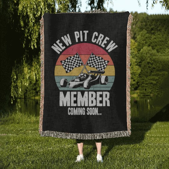 New Pit Crew Member Coming Soon Race Car Racing Woven Blankets