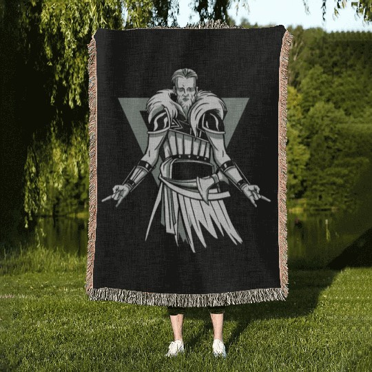 Viking Viking Head Odin Thor Axe Ragnar Fighter Woven Blankets