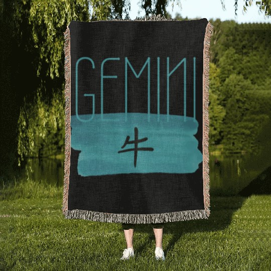 GEMINI OX AESTHETIC ZODIAC Woven Blankets