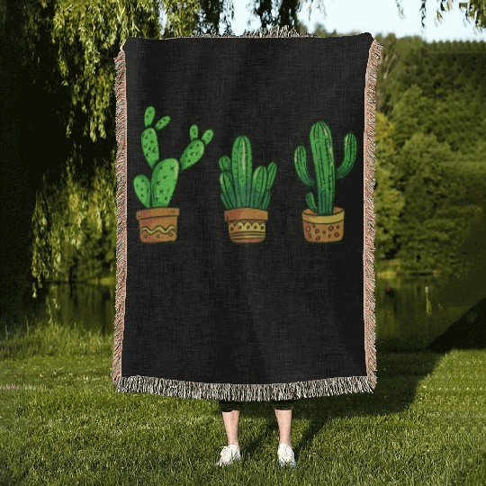 Plant Mom Funny Cactus Succulent Woven Blankets