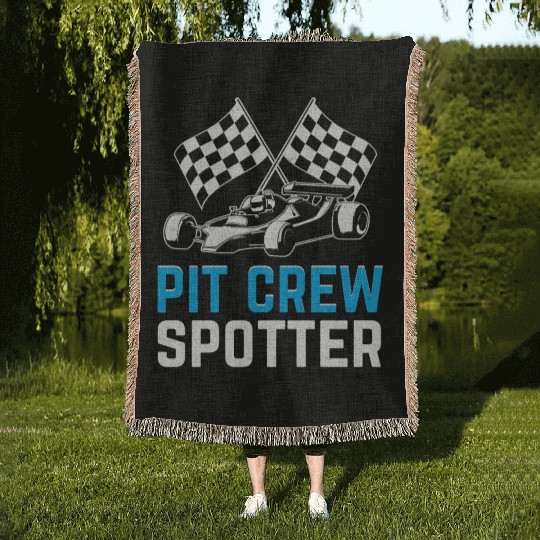 Pit Crew Spotter Race Car Racing Woven Blankets