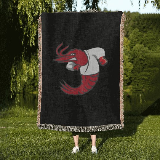 Shrimpin' Ain't Easy Shrimp Jiu Jitsu Fighter Woven Blankets