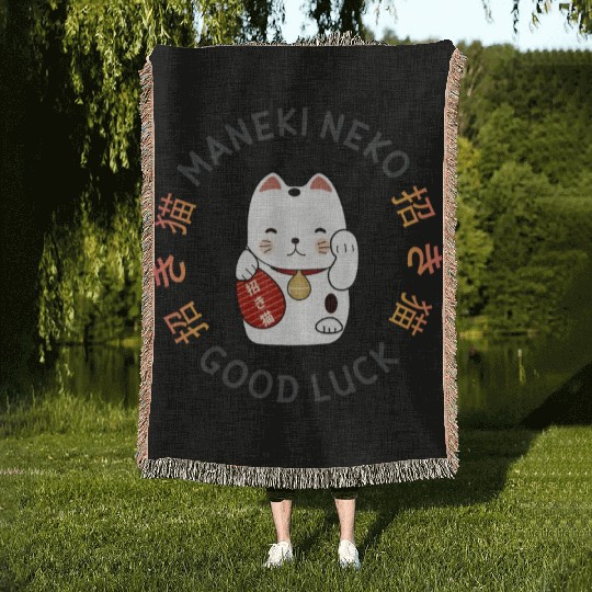 Maneki Neko: Lucky Cat Woven Blankets