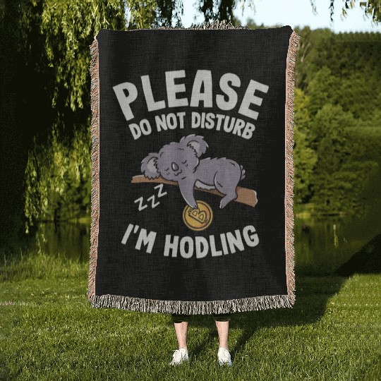 Please Do Not Disturb Funny Bitcoin Koala Hodl BTC Woven Blankets