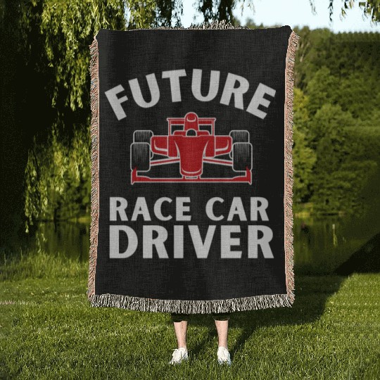 Racing Race Car Driver And Muscle Car Woven Blankets