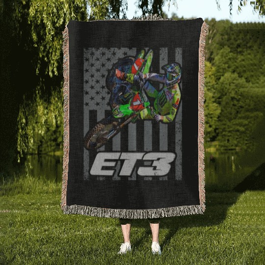 ET3 TOMAC USA FLAG 450SX MOTOCROSS ET1 Woven Blankets