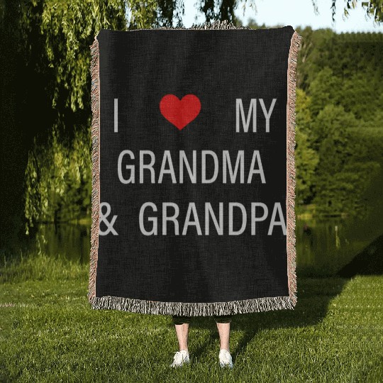 I Love My Grandma and Grandpa Woven Blankets