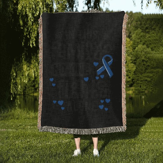 In This Family No One Fights Alone Colon Cancer Woven Blankets