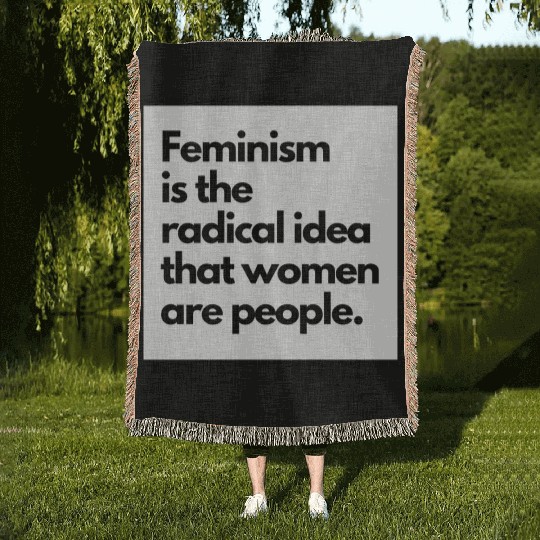 Feminism solid back sticker Woven Blankets