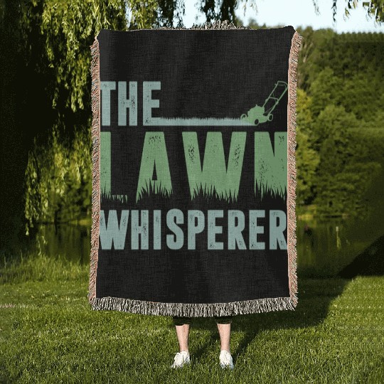 Funny Lawn Mowing The Lawn Whisperer Woven Blankets