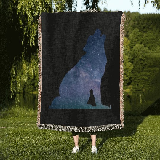 Galaxy Wolf Woven Blankets