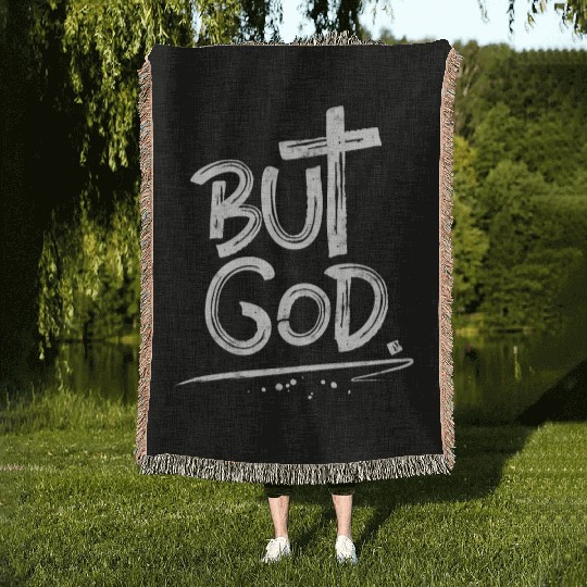 But God Cross Christian Woven Blankets