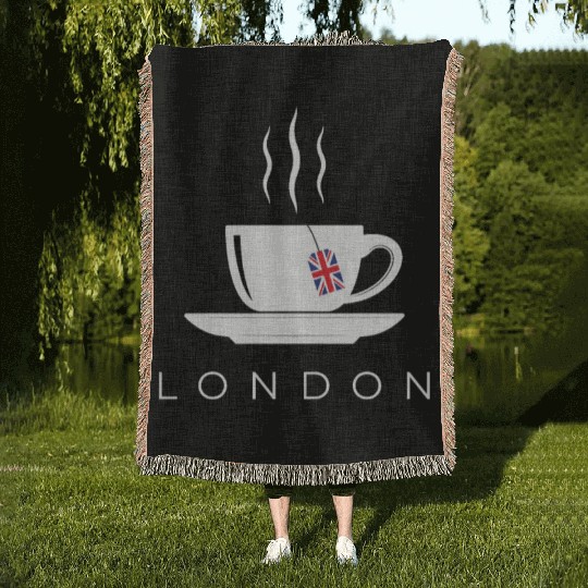 London English Tea England Union Jack British Gift Woven Blankets