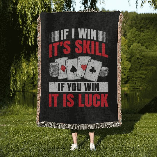 Poker Blackjack Cards Royal Flush Gambling Casino Woven Blankets