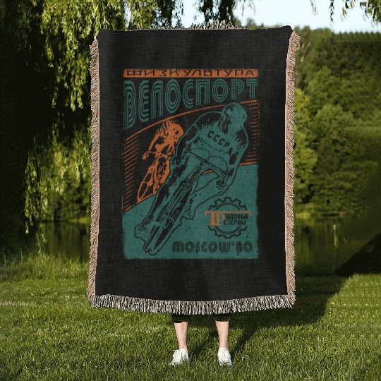 Cycling USSR Lenin Putin Stalin gift Woven Blankets