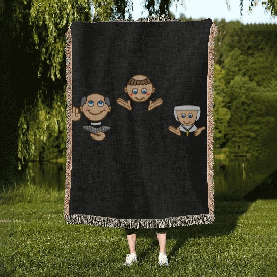 Faith Hope Love with nun, pastor and monk Woven Blankets