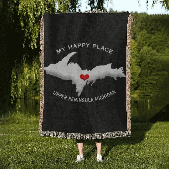 My Happy Place Upper Peninsula Michigan Yoopers 90 Woven Blankets