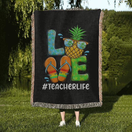 Summer Love Teacher life Love Pineapple Woven Blankets
