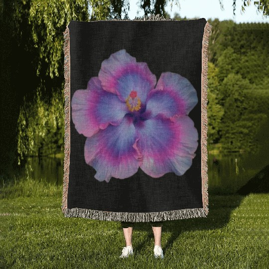 hibiscus flower Woven Blankets