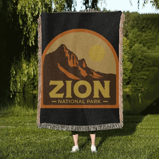 zion national park Woven Blankets