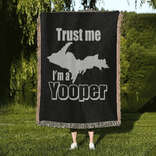Upper Peninsula Michigan Yooper T gift idea Woven Blankets