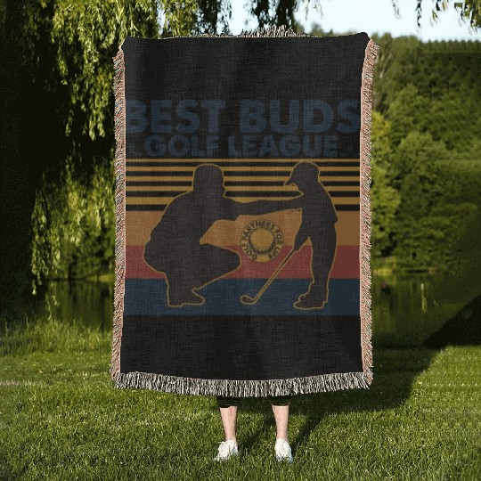 Best Buds Golf League Vintage Matching Father Son Woven Blankets